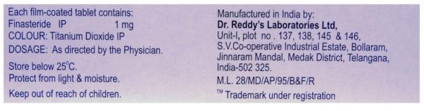 Finax 1 mg tablets manufactured by Dr. Reddy's Laboratories Limited, India